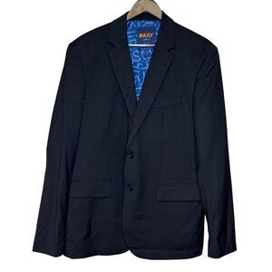 Daily OppoSuits Men's Blazer Sports Coat Black Two Button Solid Lined Size 42